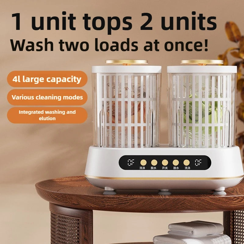 Double Bucket Double Cabin Laundry Cup, Underwear Washing shoe Machine Portable Small Bucketing Laundry Cup Mini Special Socks