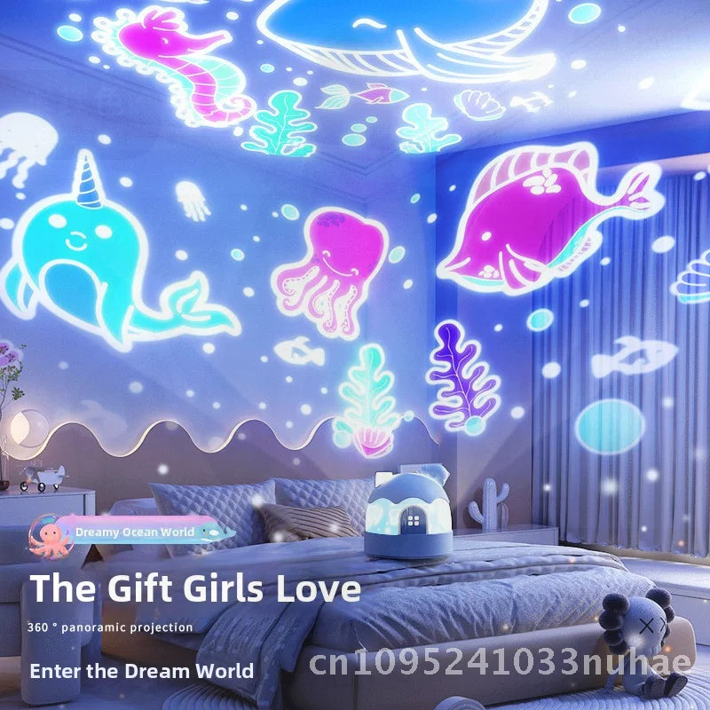 Starry Sky Light Music Box Children's Bedroom Ceiling Projection Rechargeable Toy Gift with 22 Songs Lucky Rabbit Remote Control
