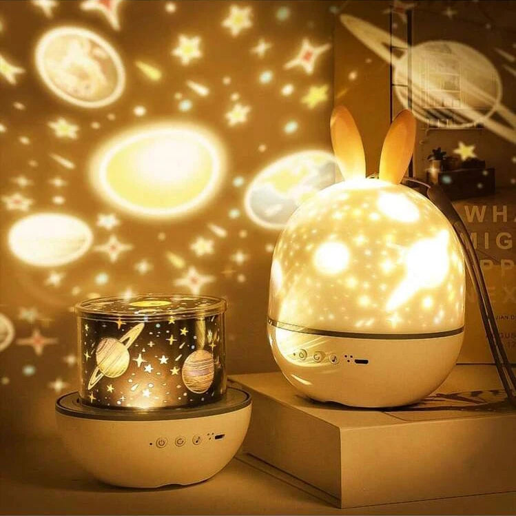 Colorful Life Rabbit Night Light for Kids Room Decor Bluetooth with Soothing Music Baby Night Lamp Star Projector,Christmas Gift