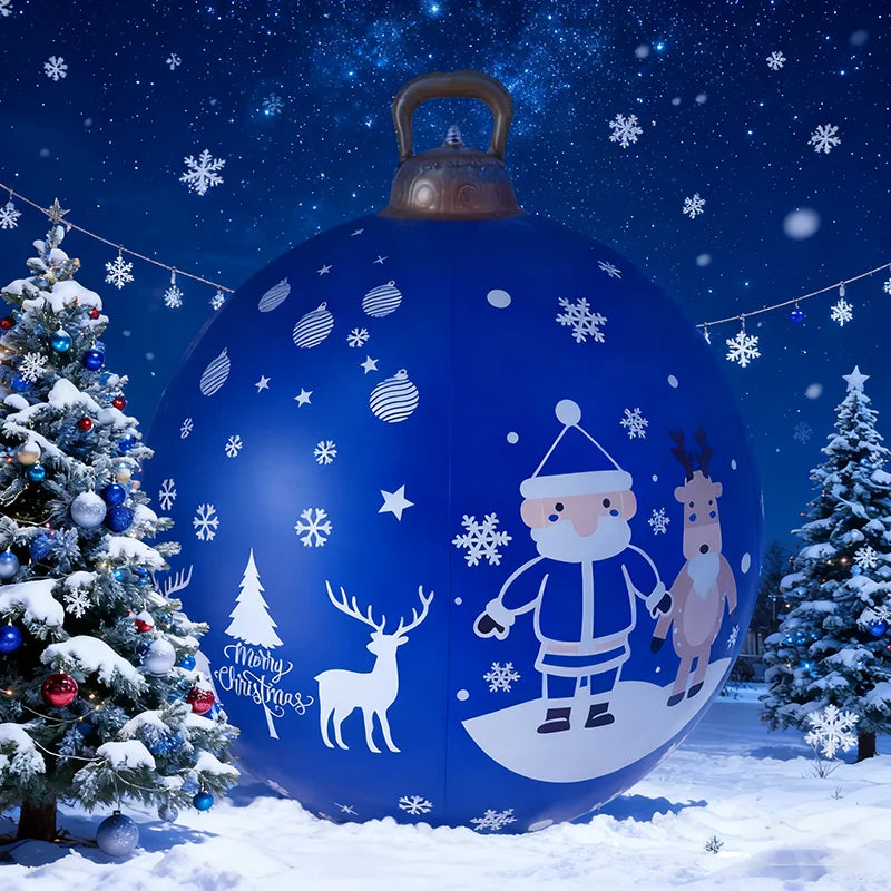 24 Inch Giant Inflatable Christmas Balls, Large Outdoor Christmas Pvc Ornaments, Big Ball Decorations for Yard Outside in Winter